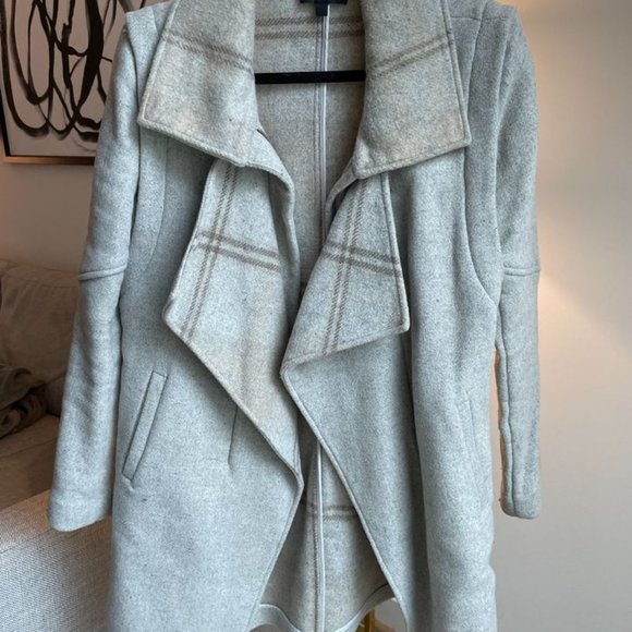 INTERMIX Wool-Blend Plaid Coat - Size Small - Picture 1 of 5